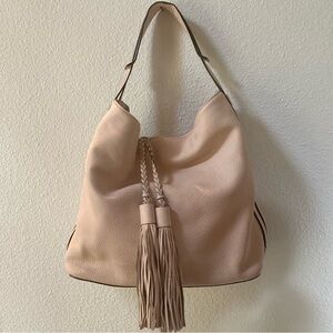 Rebecca Minkoff light pink boho bag with tassels